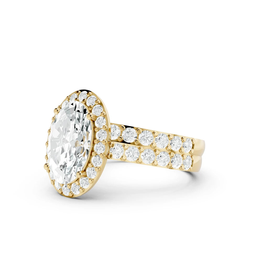 3.05 CT Oval Cut Twin Ring with Round Diamonds