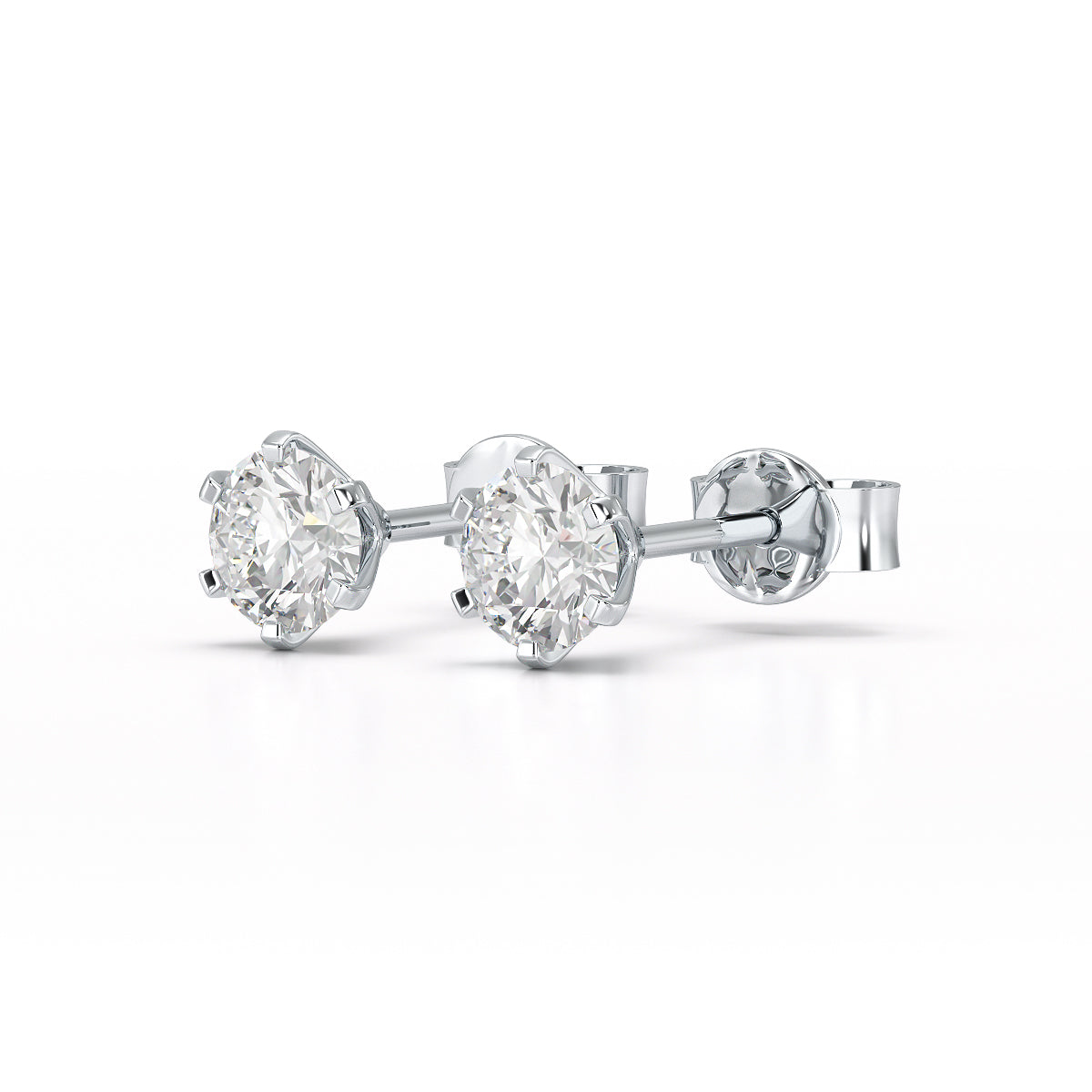 Simple Stud 0.87 CT Round Lab Diamond Earrings - Jama Jewels 