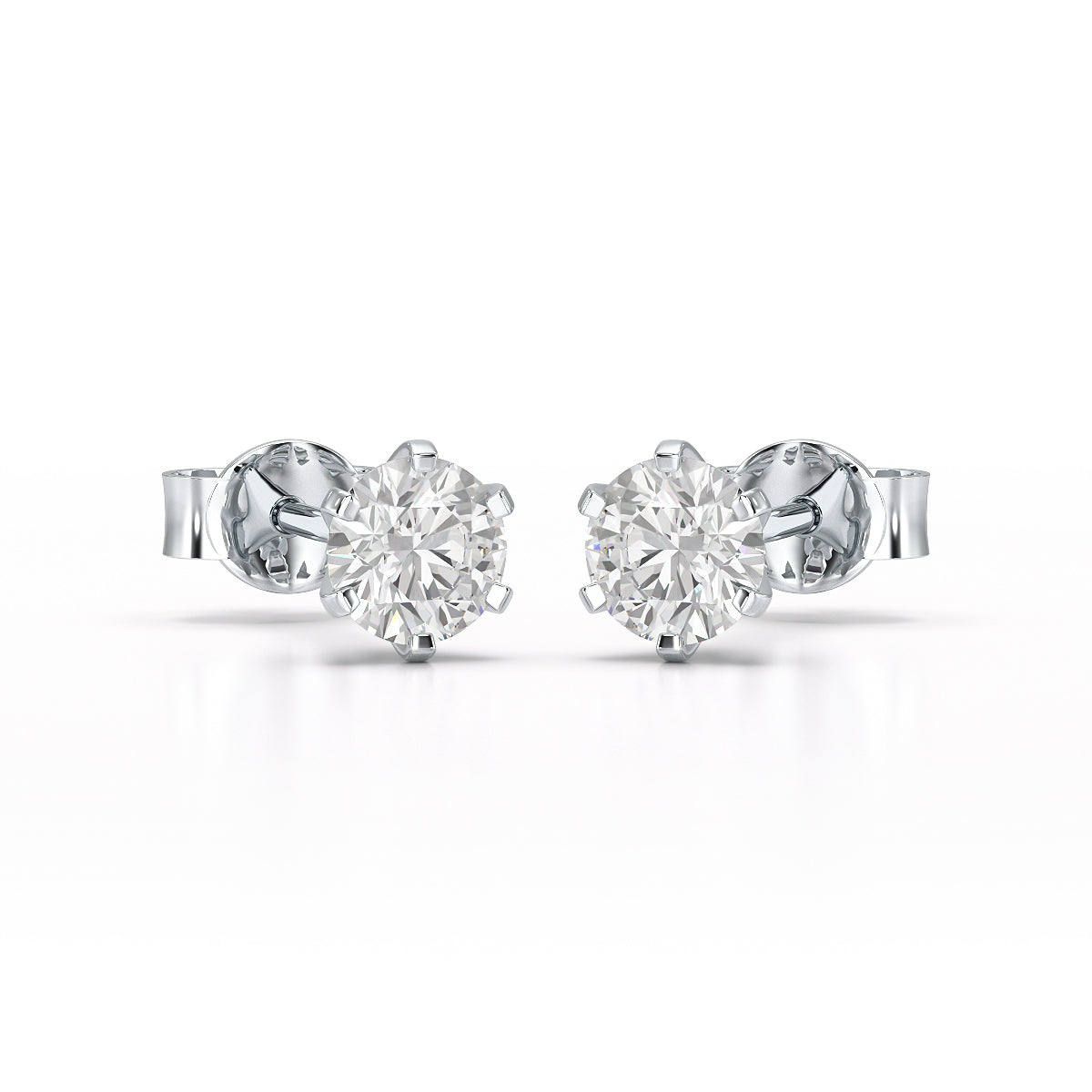 Simple Stud 0.87 CT Round Lab Diamond Earrings - Jama Jewels 