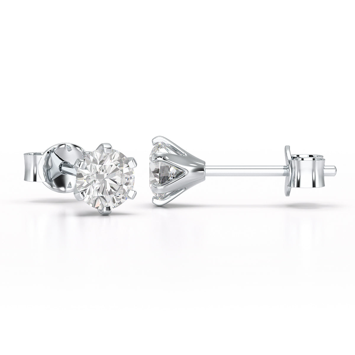 Simple Stud 0.87 CT Round Lab Diamond Earrings - Jama Jewels 