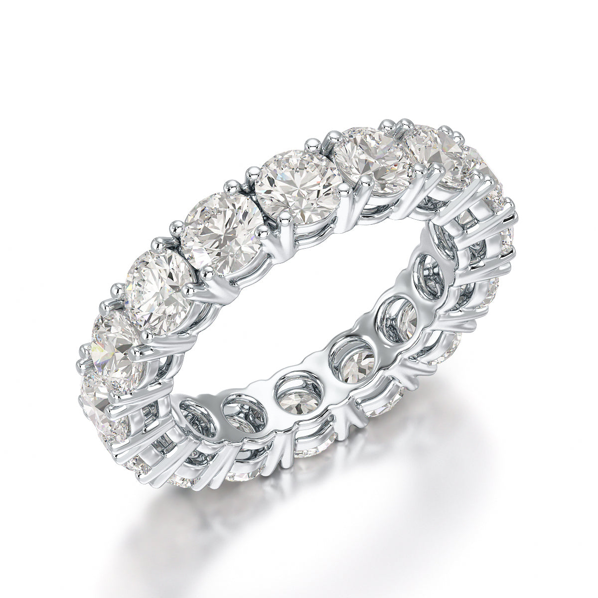 4.06 CT Classic Round Lab Grown Diamonds Engagement Ring - Jama Jewels 