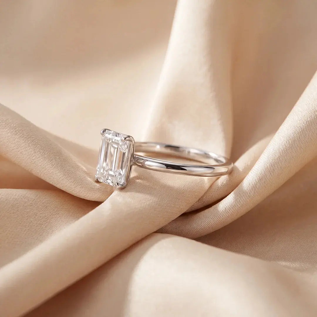 1.50 CT Emerald Cut Solitaire Lab Diamond Ring Jama Jewels