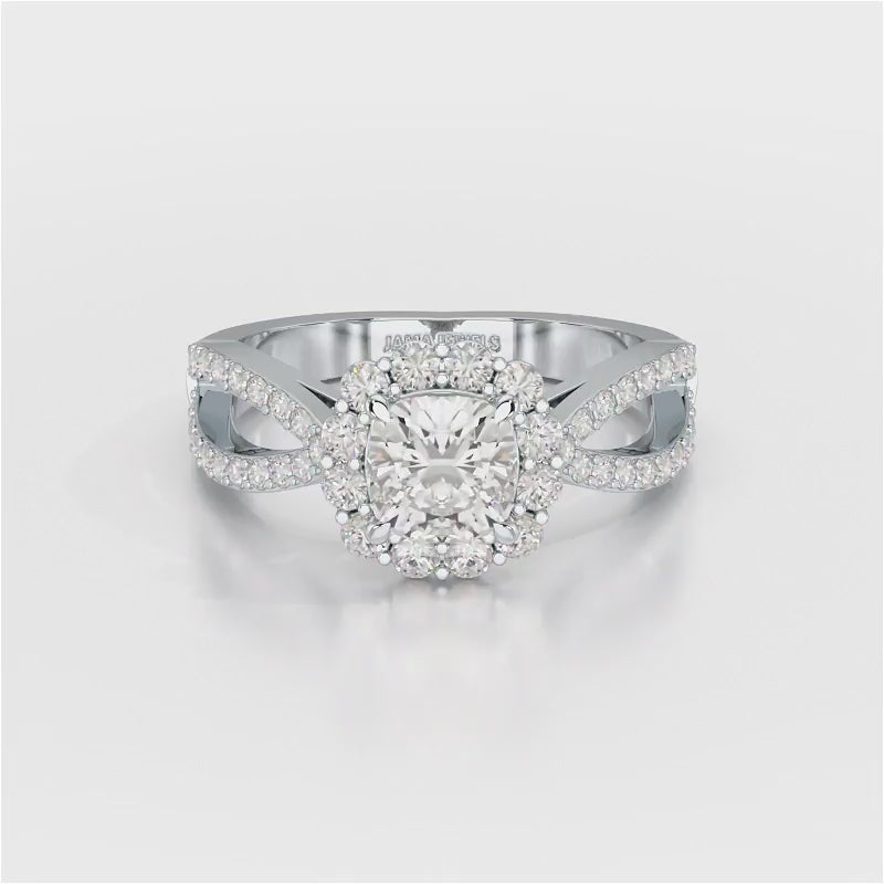 1.64 CT Halo Lab Diamond Cushion Cut Ring
