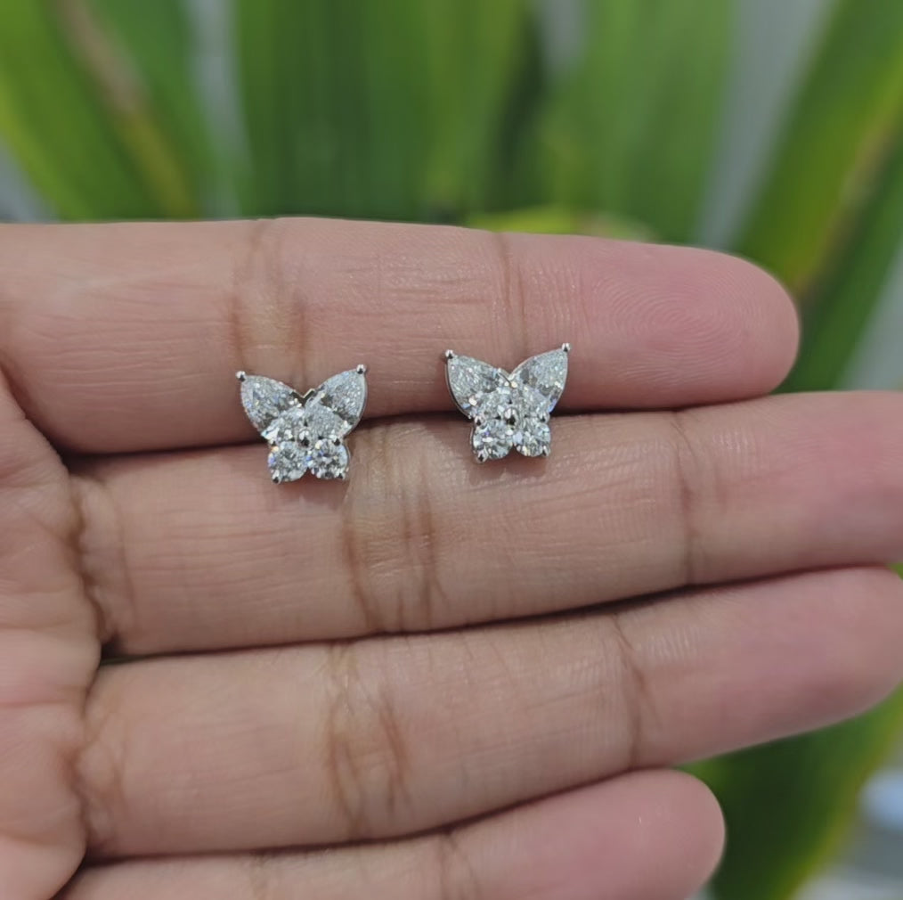 1.45 CT Butterfly Shape Lab Diamond Stud Earring (Ready for Delivery)