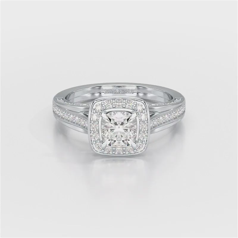 1.53 CT Cushion Cut Halo Lab Diamond Ring