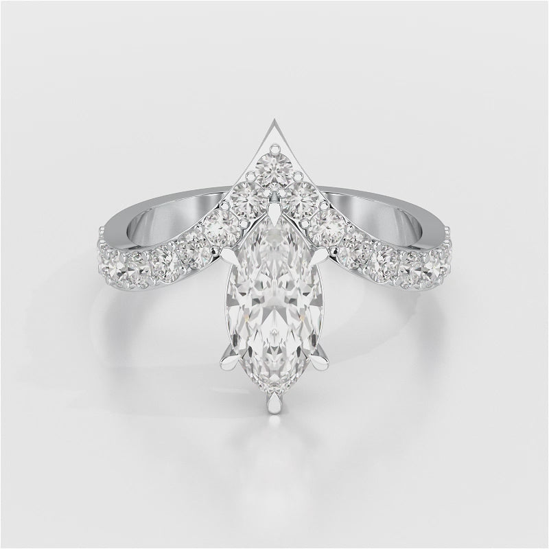 1.66 CT Curved Marquise Cut Lab Diamond Ring