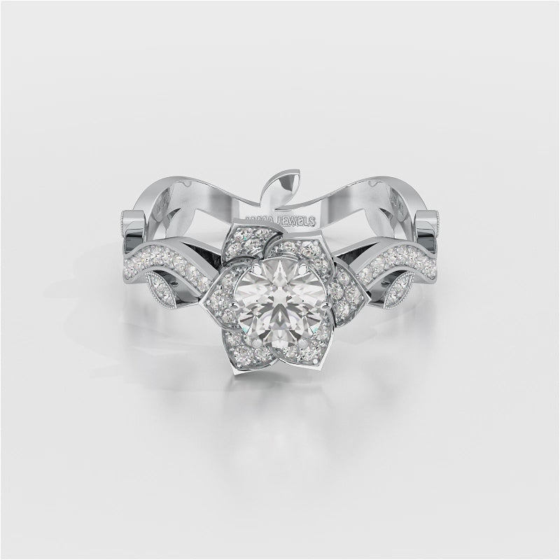 1.16 CT Flower Cut Round Lab Diamond Ring