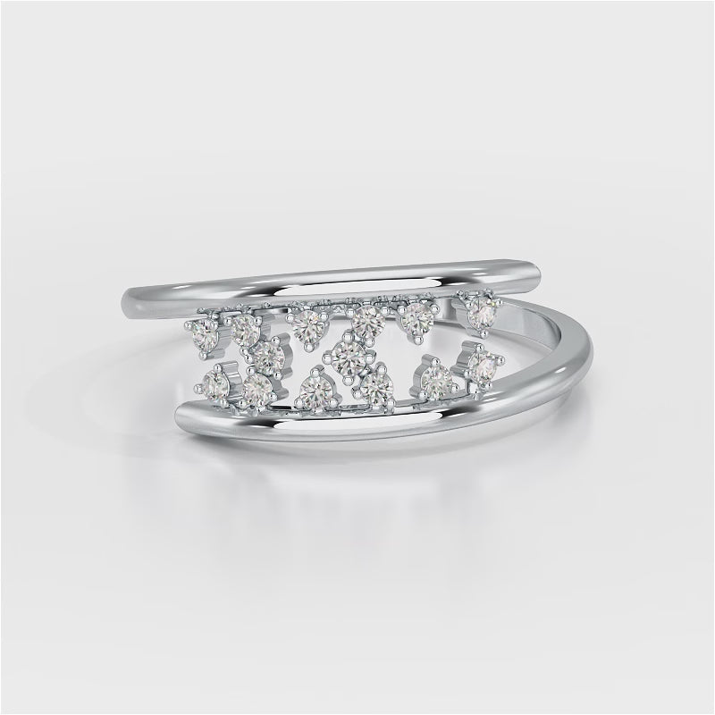 0.10 CT Pipe Pave Lab Diamond Ring with Round Diamonds