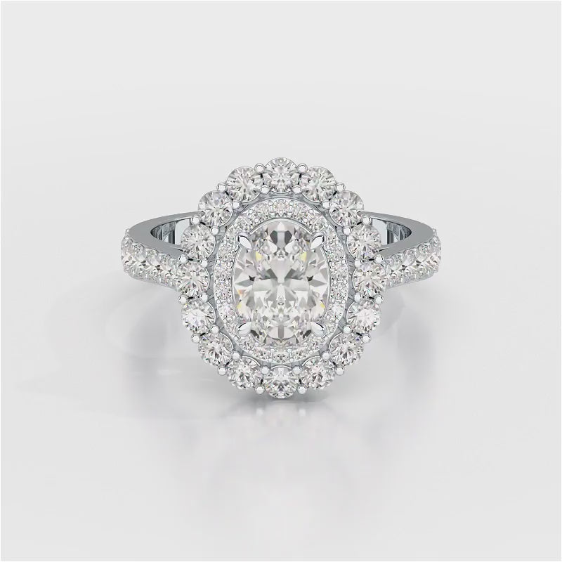 2.39 CT Lab Diamond Oval Cut Halo Engagement Ring