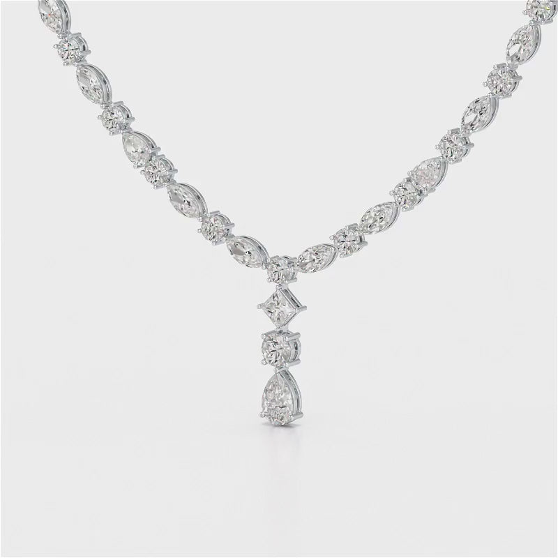 36.46 CT Lab Diamond Round Marquise Necklace