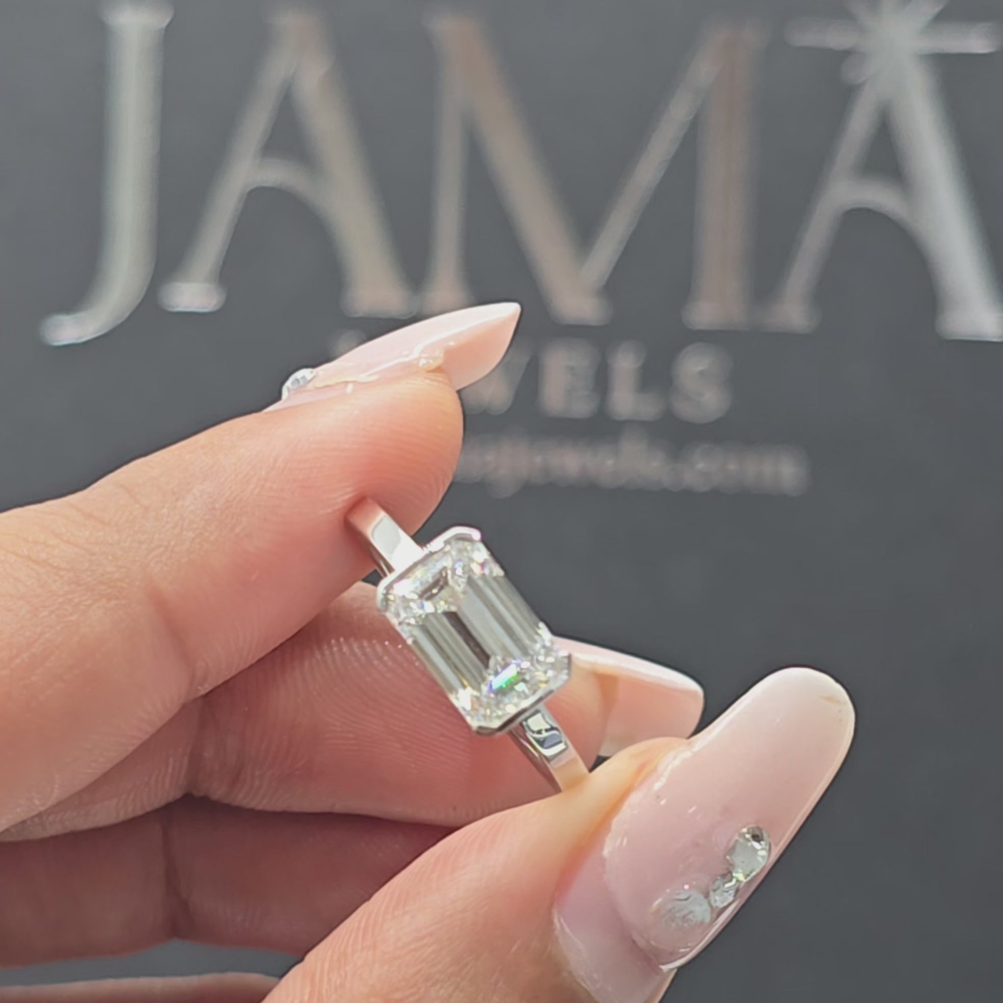 2 CT Lab Diamond East West Emerald Cut Ring (Ready for Delivery)
