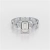 2.45 CT Emerald Cut Diamond Ring with Marquise & Round Diamonds