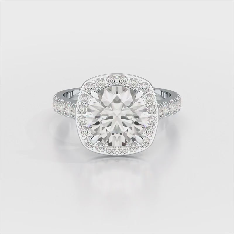 3.8 CT Lab Diamond Round Cut Halo Ring