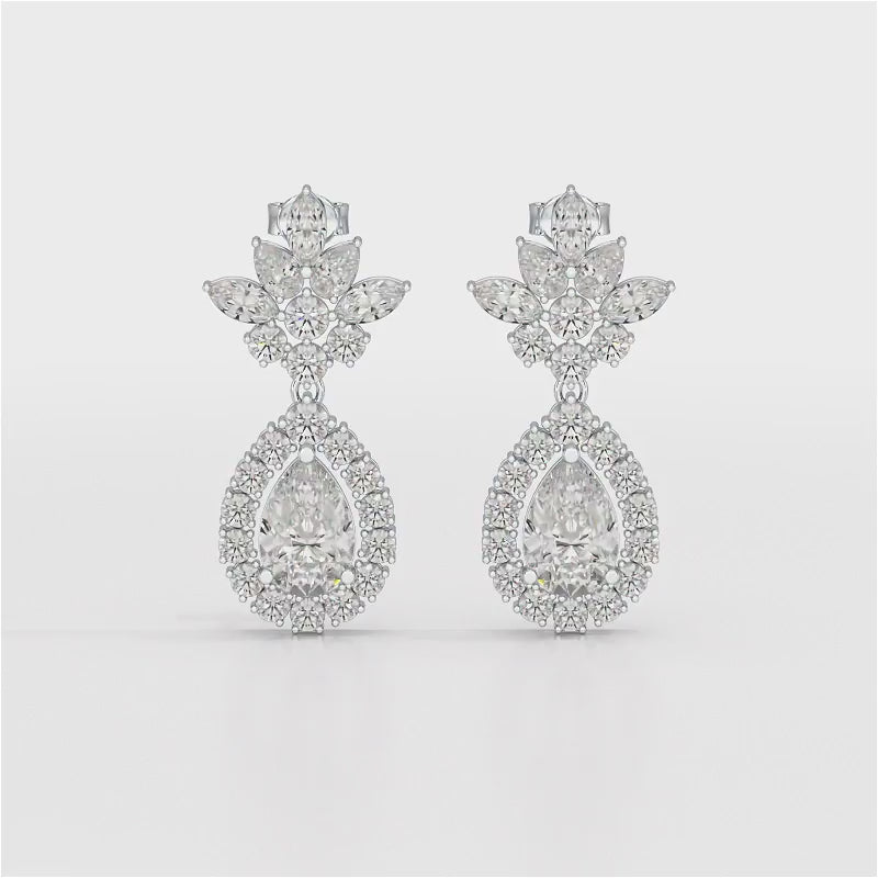 6.8 CT Pear and Marquise Cut lab Diamond Drop Earrings