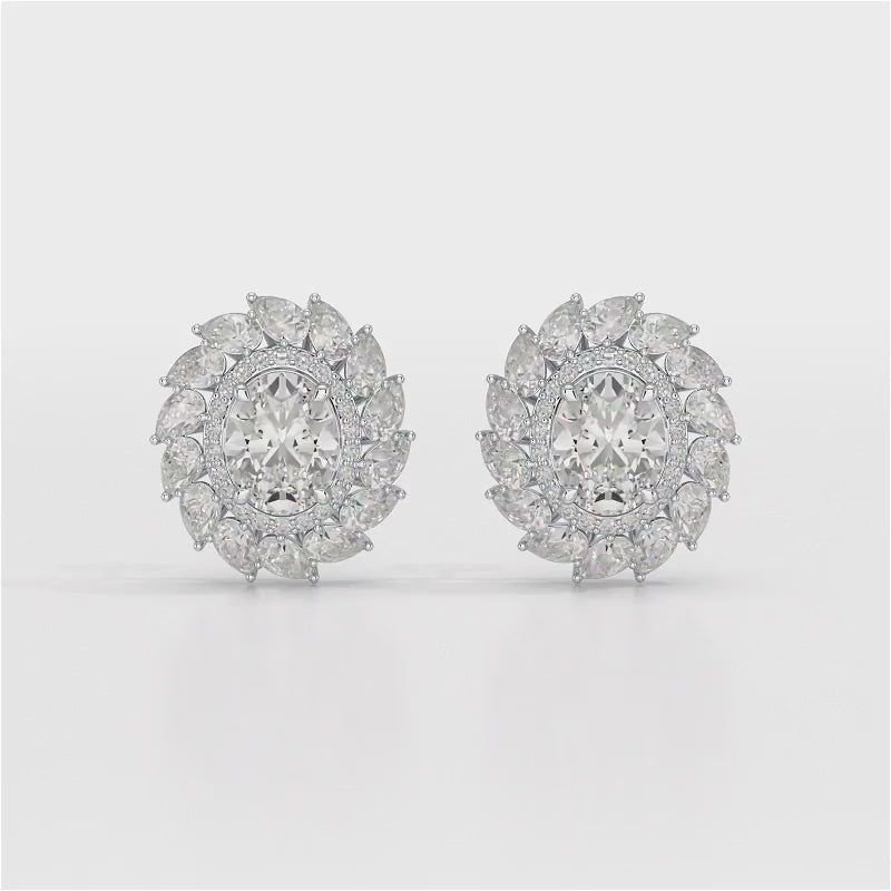 4.85 CT Lab Diamond Multi Shape Stud Earrings