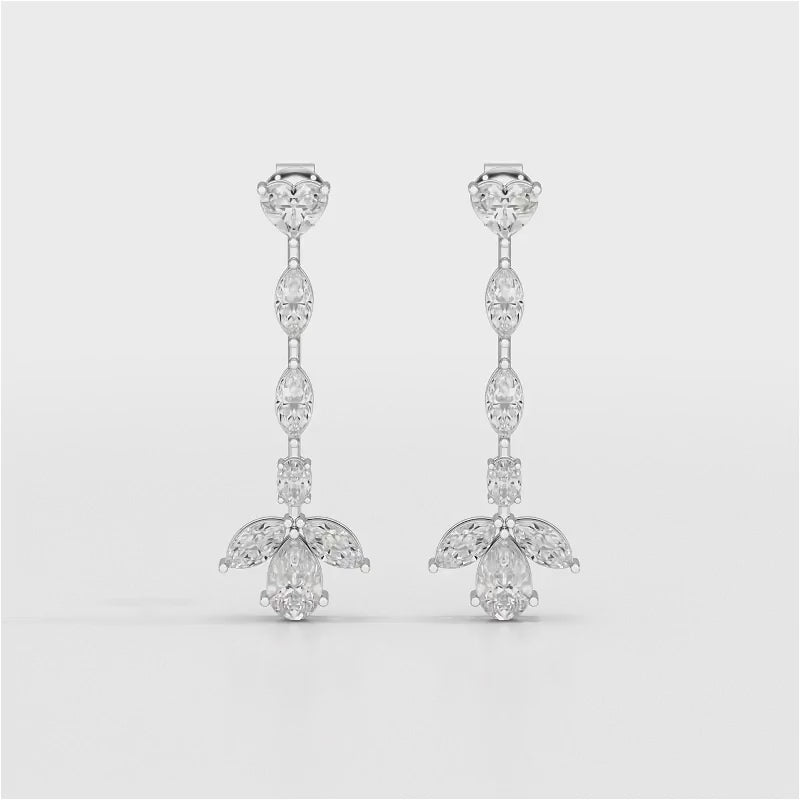 6 CT Multi shape Dangle Lab Diamond Earrings
