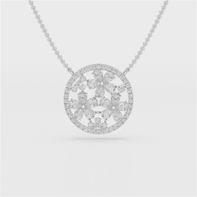 2.57 CT Pear Cut Flower Lab Diamond Pendant