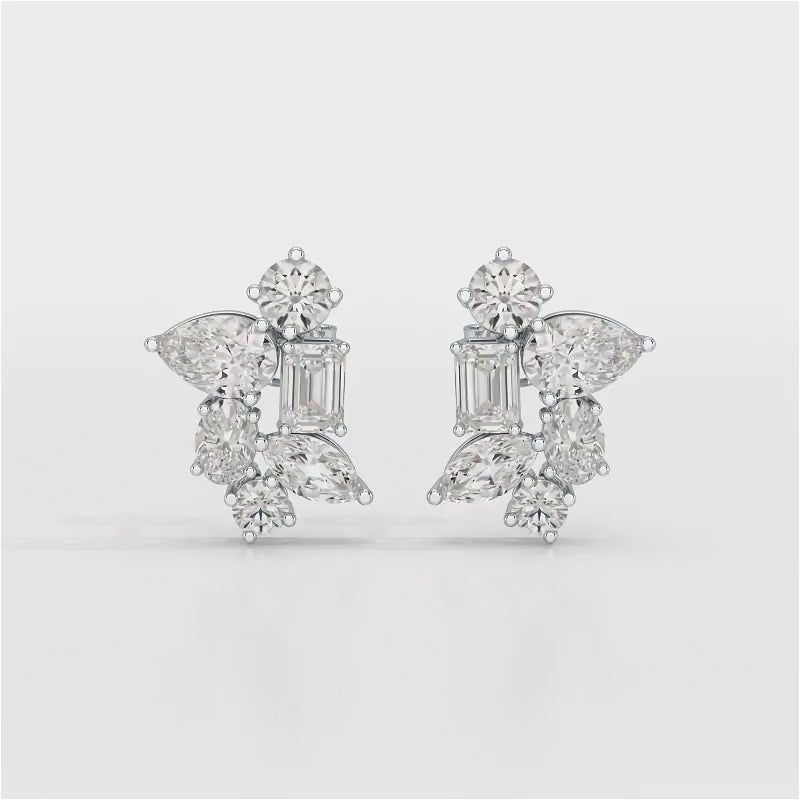 6.57 CT Multi Shape Lab Diamond Stud Earrings