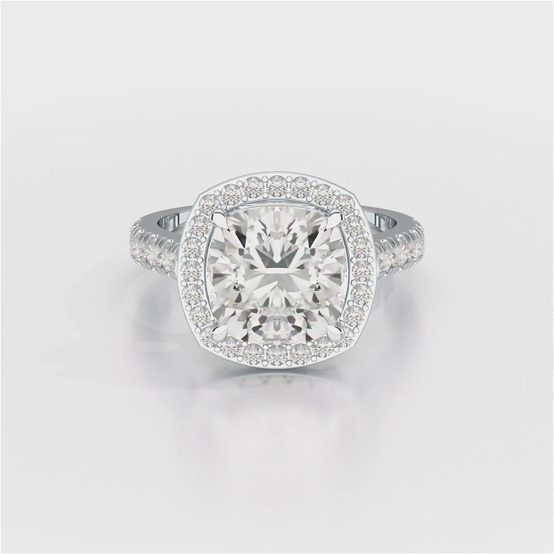 5.74 CT Lab Diamond Cushion Cut Halo Ring