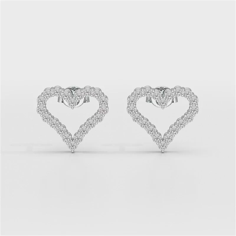 0.56 CT Heart Shaped Lab Diamond Stud Earrings