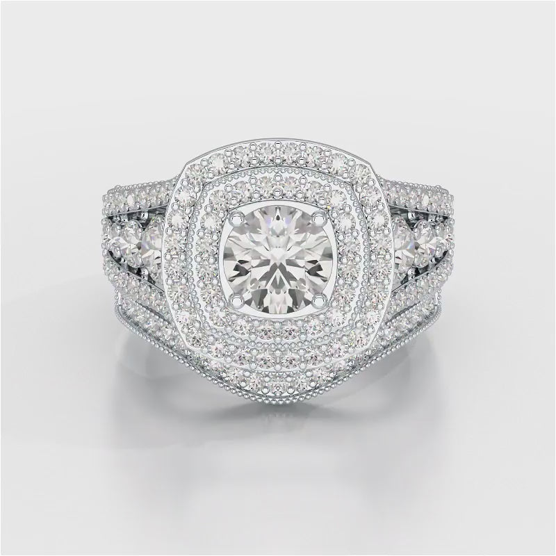 2.9 CT Round Cut Halo Lab Diamond Ring