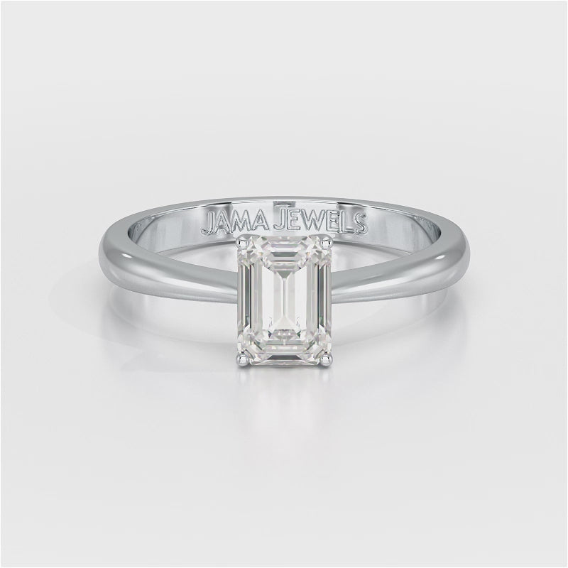 1 Ct Emerald Cut Solitaire Lab Diamond Ring