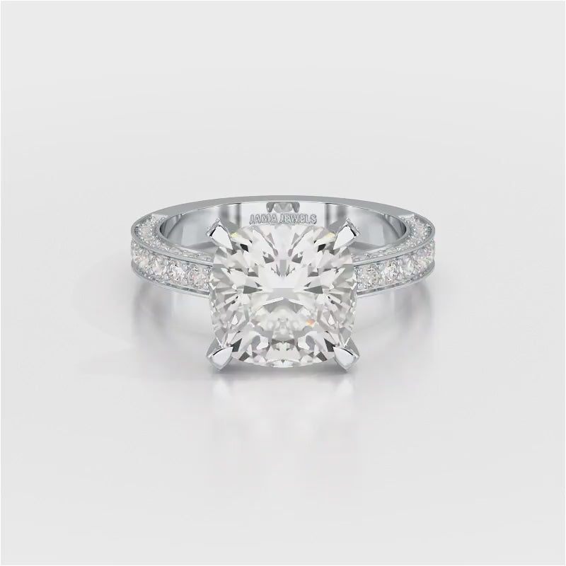 6.1 CT Lab Diamond Cushion Cut Solitaire Ring