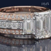 3 Stone Emerald Cut Two-Tone Lab Diamond Ring
