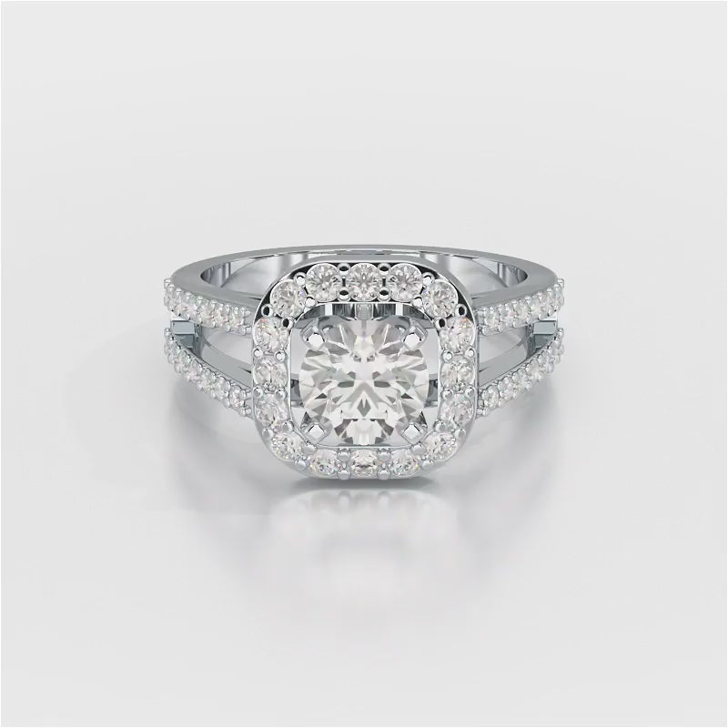 1.72 CT Round Cut Halo Lab Diamond Ring
