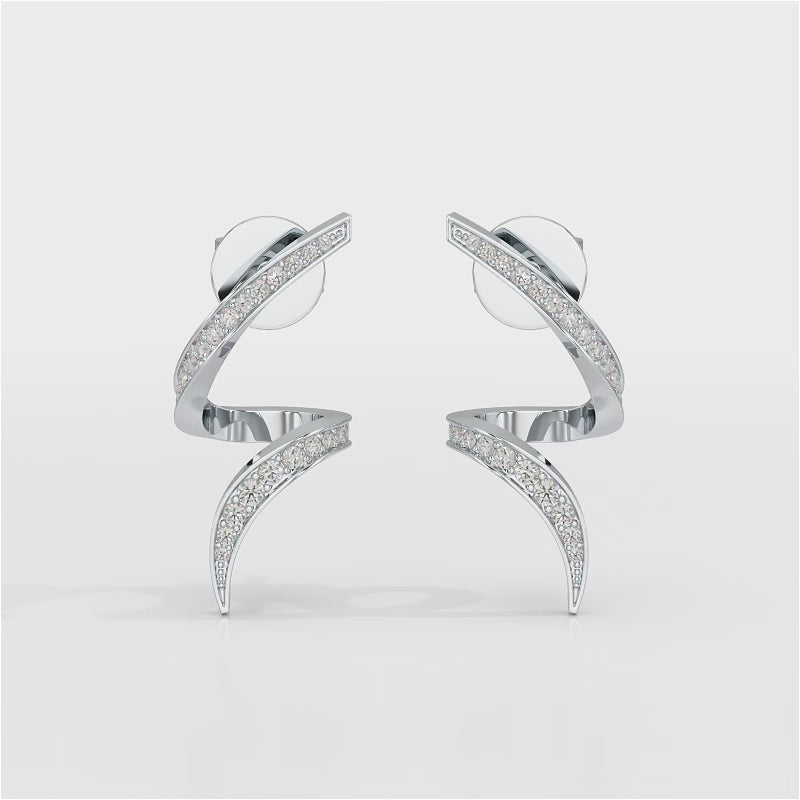 0.40 CT Spiral Earring with Round Cut Lab Diamonds