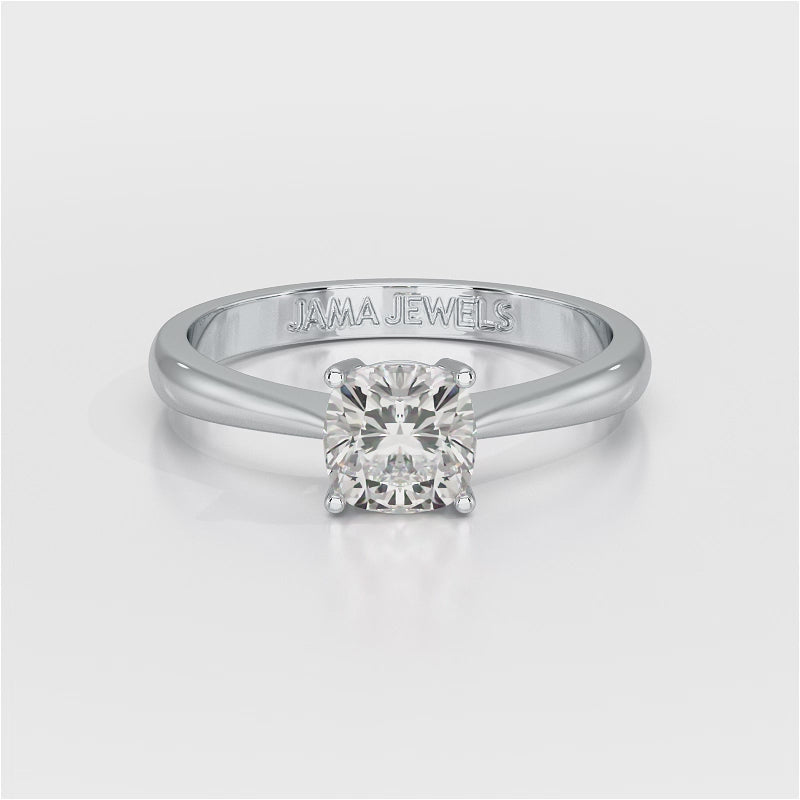 1 Ct Cushion Cut Lab Diamond Solitaire Ring
