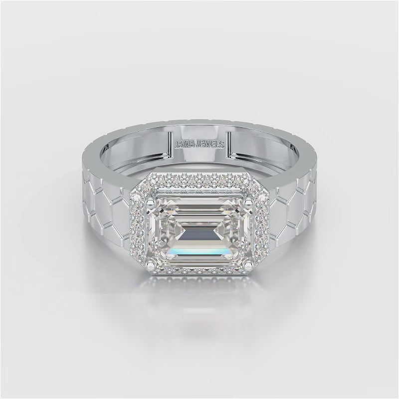 3.23 CT Emerald Cut Lab Diamond Men's Ring