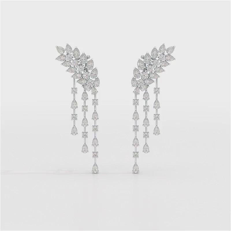 9 CT Pear Cut Lab Diamond Dangle Drop Earring