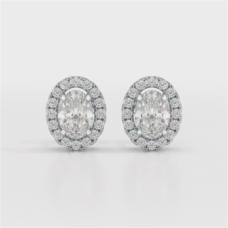 1.32 CT Lab Diamond Oval Cut Stud Earrings