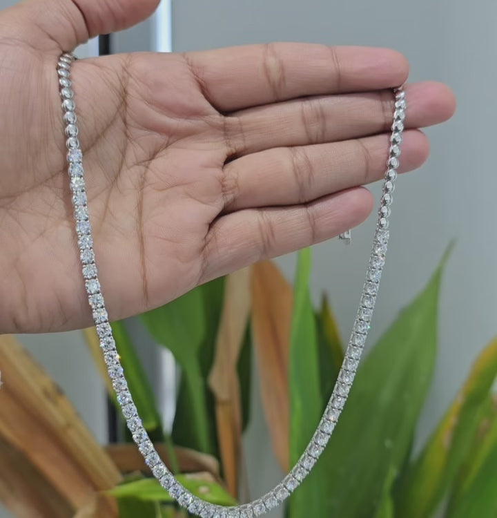 11.50 CT Round Cut Diamond Tennis Necklace (Ready for Delivery)