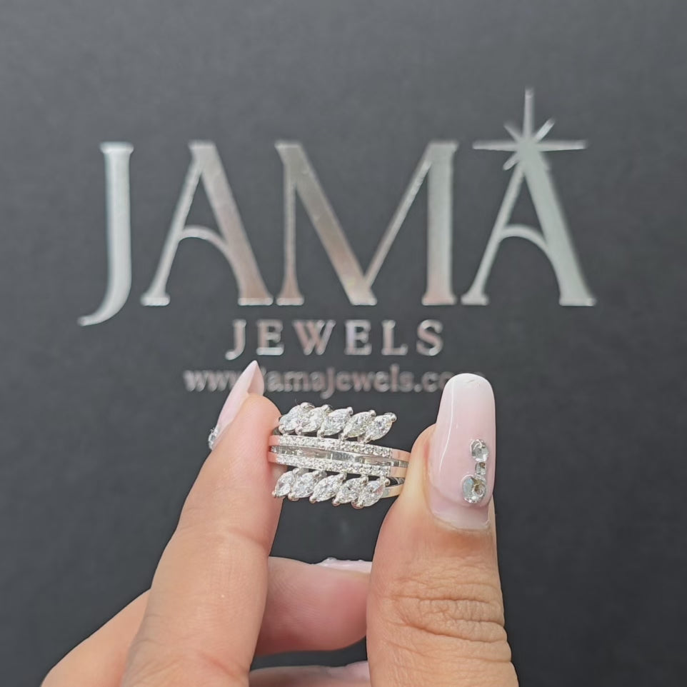 1.20 Lab Diamond Spiral Ring with Marquise and Round Diamonds (Ready for Delivery)