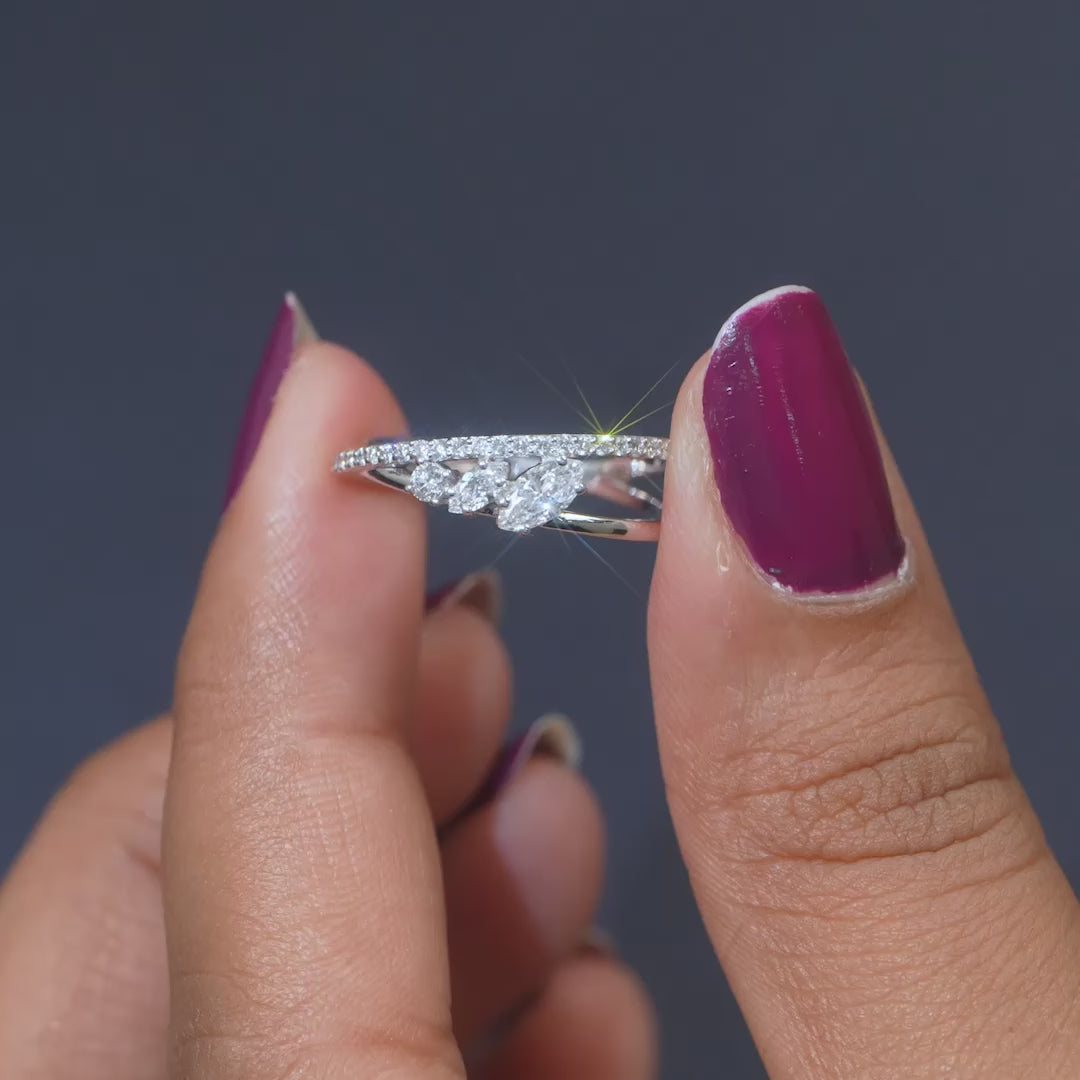 0.40 CT Marquise Bypass Diamond Ring