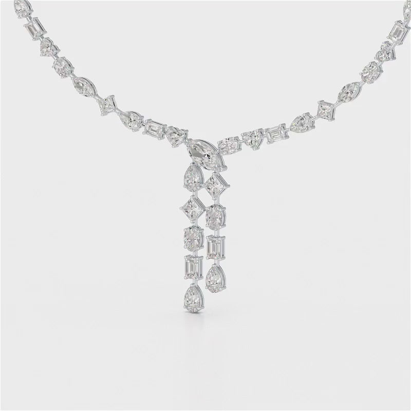 33.14 CT Lab Diamond Heart Cut Marquise Necklace