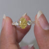 2.20 CT Three Stone Oval & Round Cut Ring With Side Diamonds