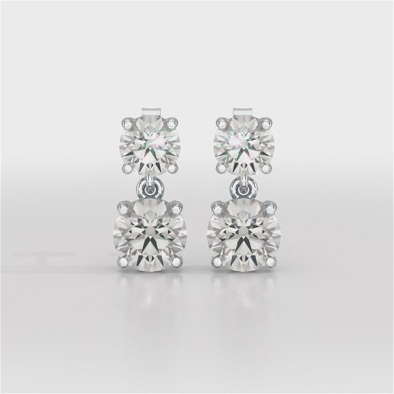 Simple Round Cut 6.34 CT Lab Diamond Drop Earring