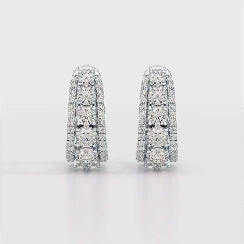 2.71 CT Lab Diamond Round Cut Hoop Earrings
