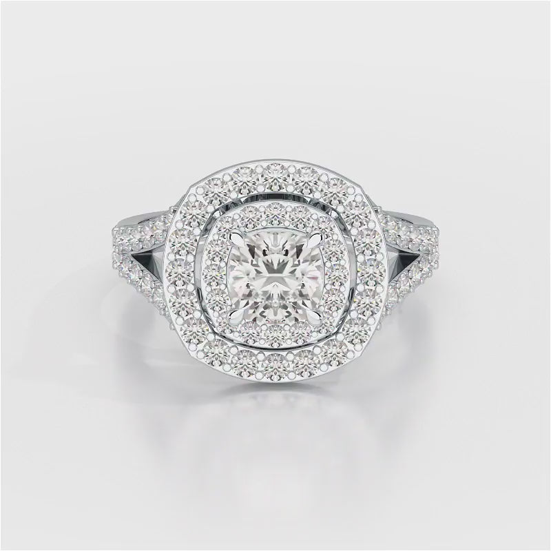 1.83 CT Cushion Cut Halo Lab Diamond Ring