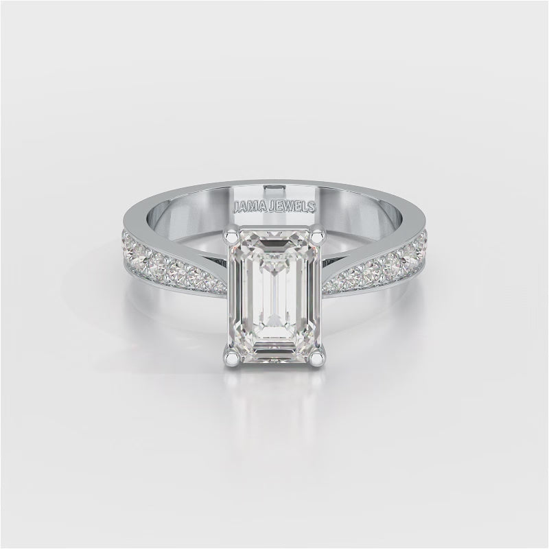 2.35 CT Emerald Cut Lab Diamond Ring
