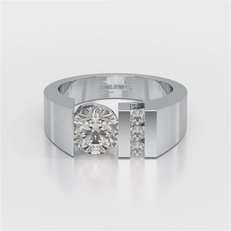 2.2 CT Round Cut Lab Diamond Men's Ring