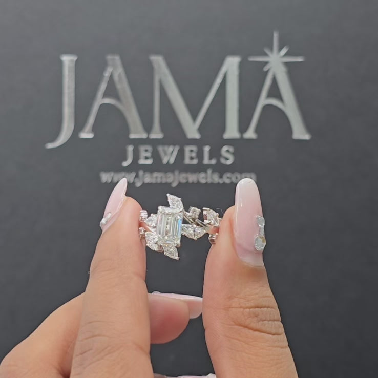 2.95 CT Emerald Cut Lab Diamond Mosaic Statement Ring (Ready for Delivery)