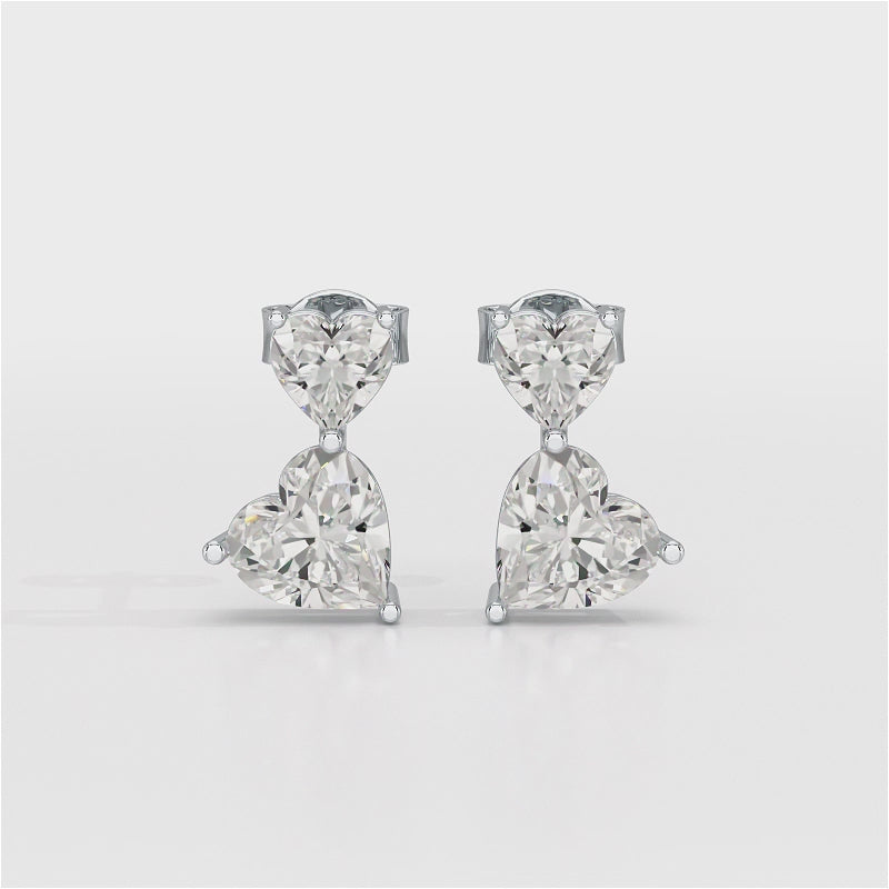 2.34 CT Lab Diamond Heart Cut Earrings