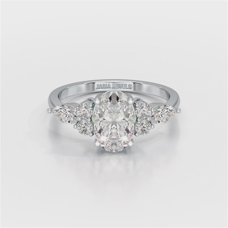 2 CT Oval Shaped Round Lab Diamond Ring