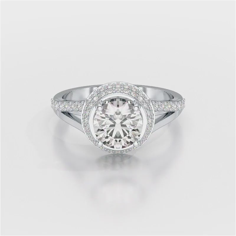 1.71 CT Round Cut Halo Lab Diamond Ring