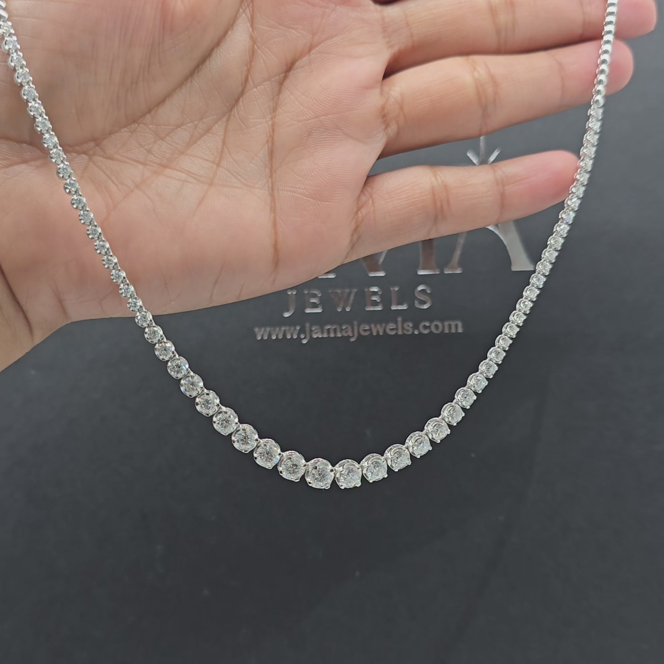 5.40 CT Graduated Diamond Tennis Necklace (Ready for Delivery)