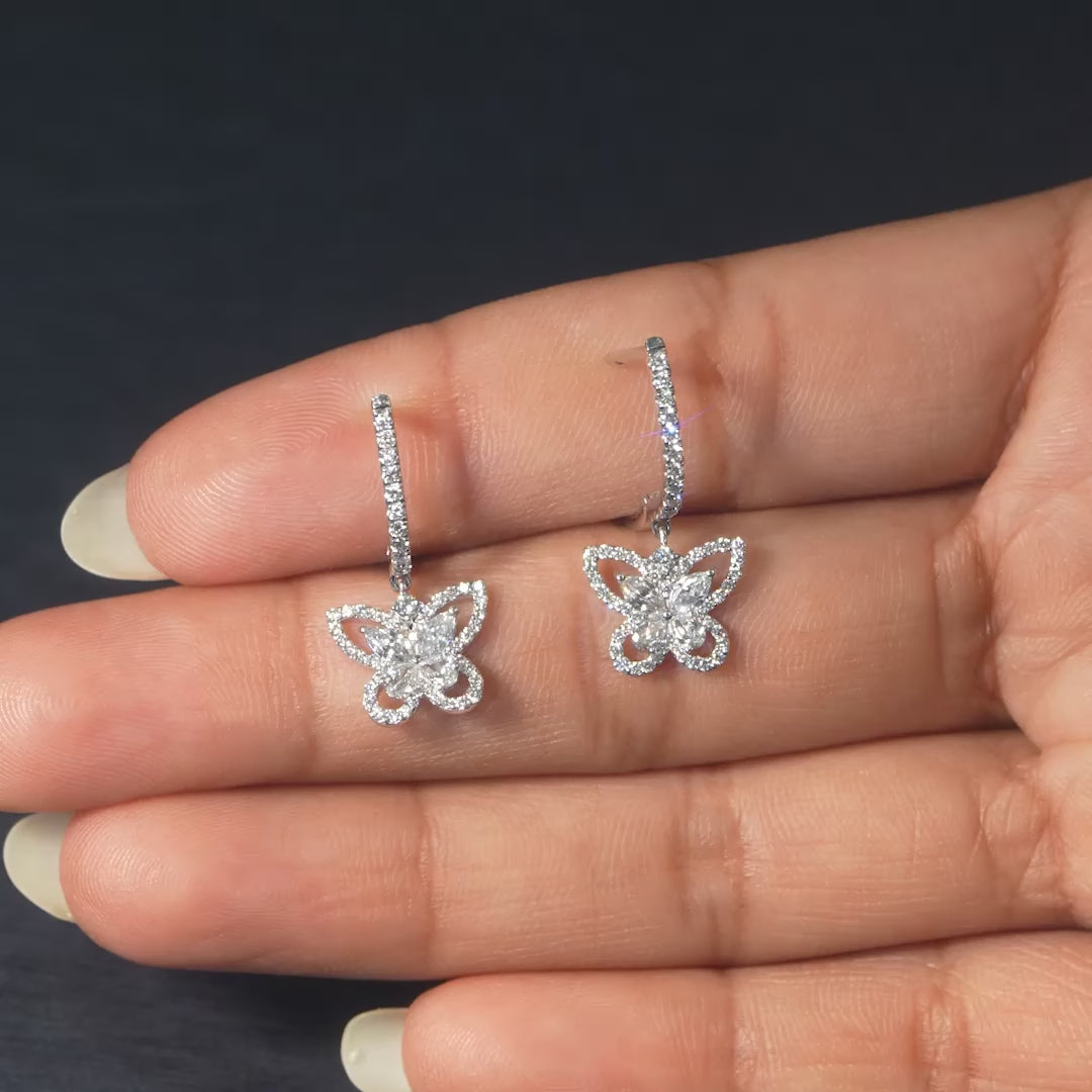 0.98 CT Multi Shape Lab Diamond Floating Butterfly Hoops